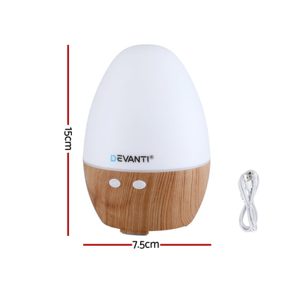 Devanti Ultrasonic Aroma Diffuser Aromatherapy 130ml LED Lights Iron Humidifier Forest