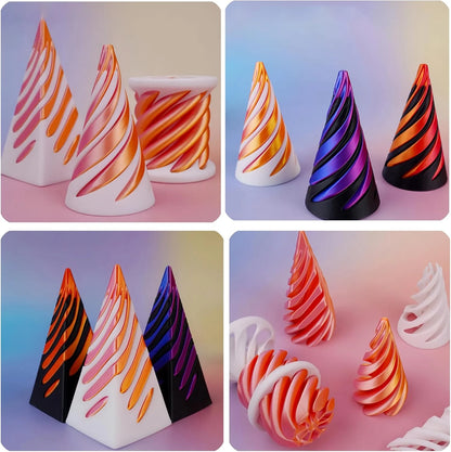 Kids 3D Printed Spiral Cone Fidgeting Toy Impossible Pyramid Passthrough Sculpture Antistress Anxiety Relieving Game Adults Toys