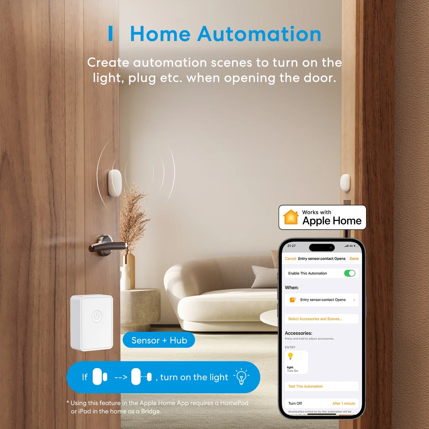 Homekit Wifi Smart Door Sensor Window Open Closed Detector Smart Home Security Protection Alarm Google Alexa Smartthings