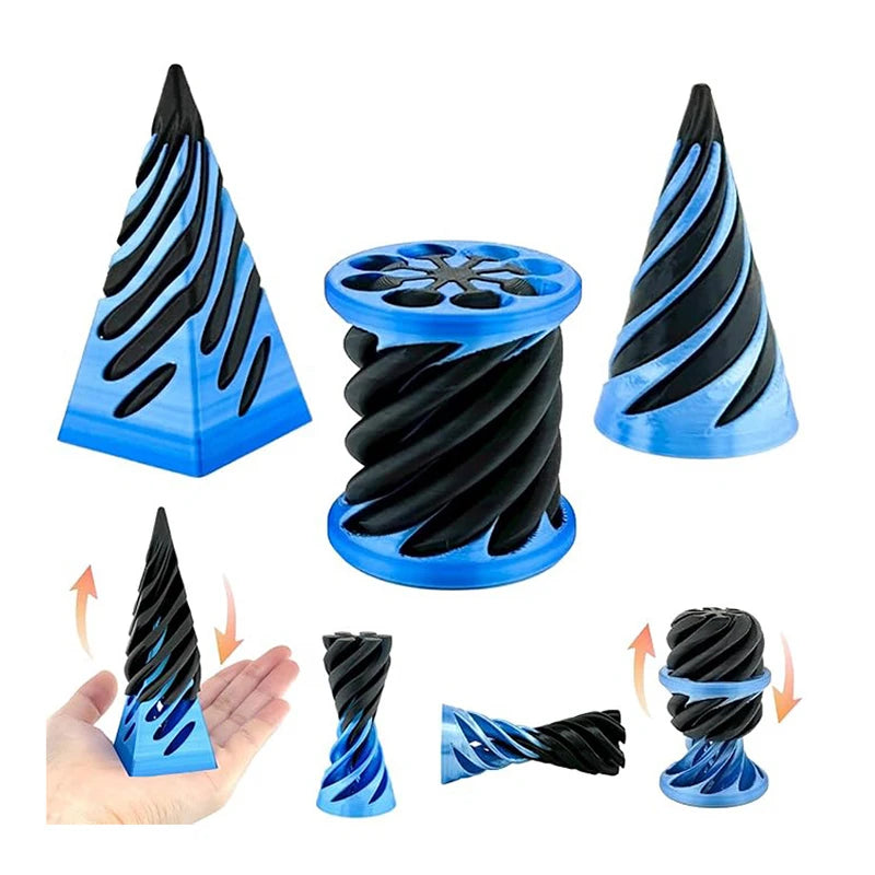 Kids 3D Printed Spiral Cone Fidgeting Toy Impossible Pyramid Passthrough Sculpture Antistress Anxiety Relieving Game Adults Toys