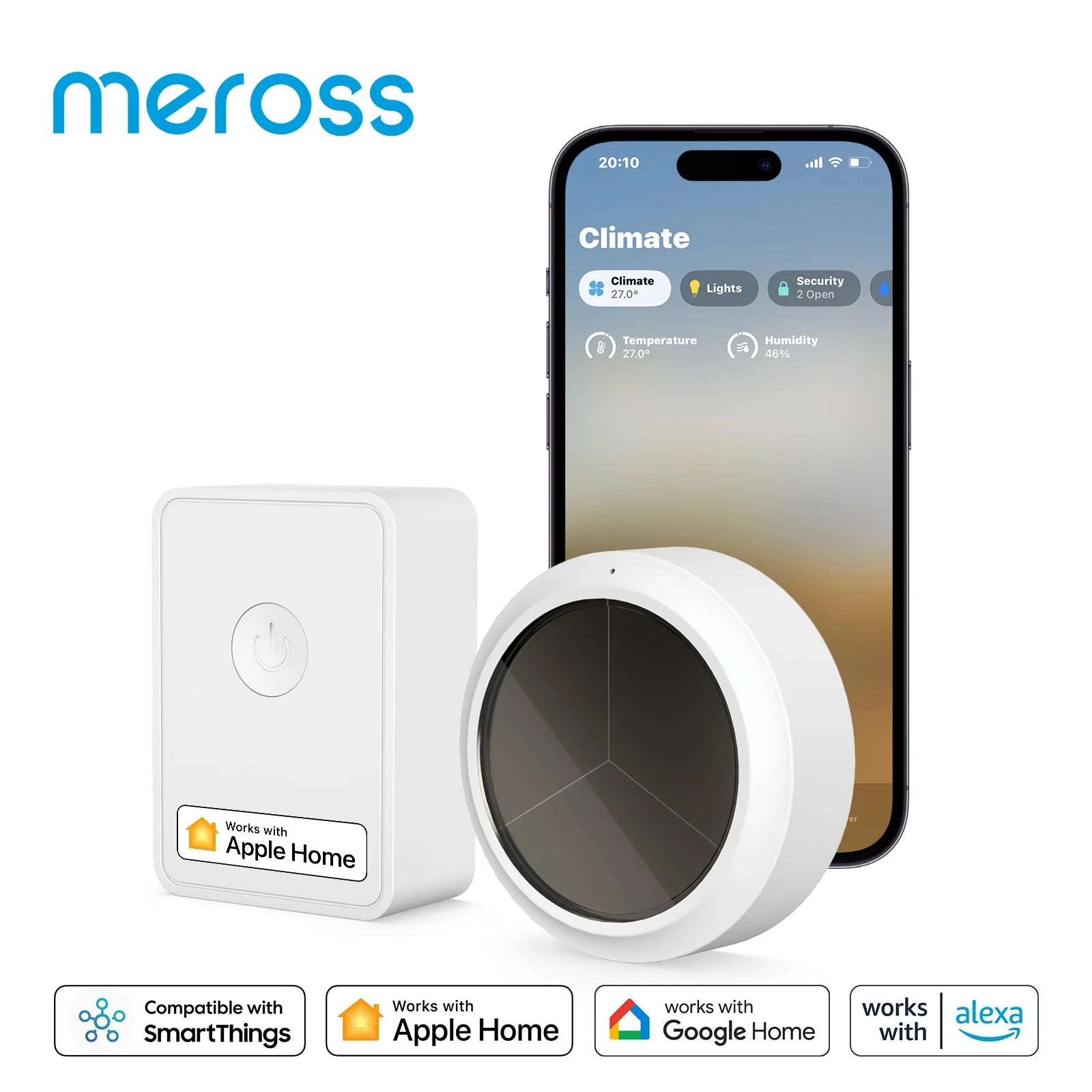 Homekit Wifi Smart Temperature Humidity Sensor Indoor Hygrometer Detector Remote Monitor Support Alexa Google Smartthings