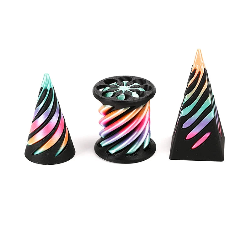 Kids 3D Printed Spiral Cone Fidgeting Toy Impossible Pyramid Passthrough Sculpture Antistress Anxiety Relieving Game Adults Toys