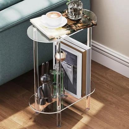 Sofa Table Side Transparent Tea Tables Auxiliary Table Acrylic Storage Cabinet Nightstands Acrylic Coffee Table for Home Decor