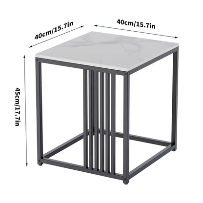 Luxury Sofa Side Coffee Table White Square Marble End Table for Living Room Bedroom Balcony