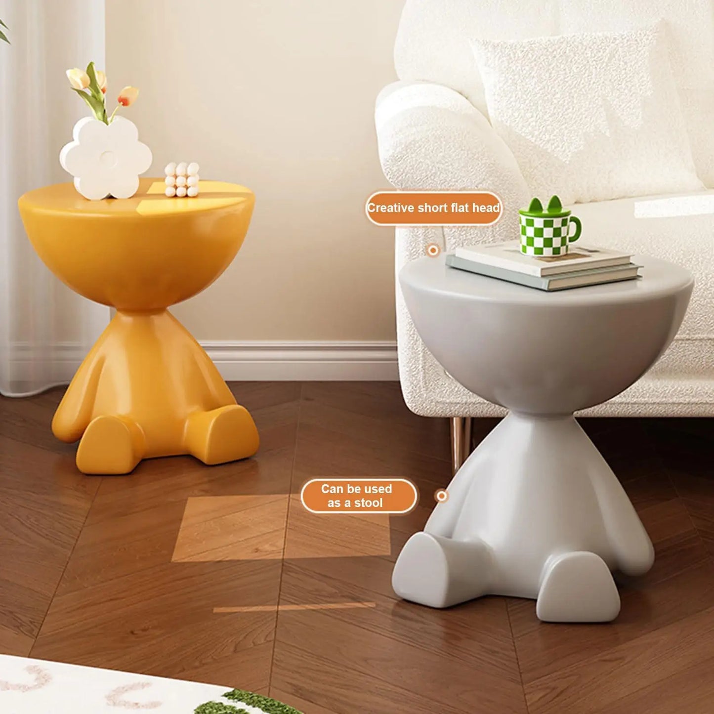 Creative Side End Table Flat Head Bedside Table Multifunction Sofa Side Edge Table for Household Office Minimalist Coffee Table