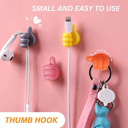 2/5/10Pcs Self Adhesive Thumb Hook Multifunction Adhesive Cable Clip Holder Creative Silicone Thumb Wall Hooks for Home Office