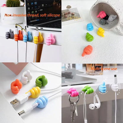 2/5/10Pcs Self Adhesive Thumb Hook Multifunction Adhesive Cable Clip Holder Creative Silicone Thumb Wall Hooks for Home Office