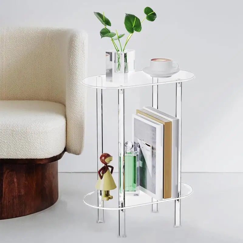 Sofa Table Side Transparent Tea Tables Auxiliary Table Acrylic Storage Cabinet Nightstands Acrylic Coffee Table for Home Decor
