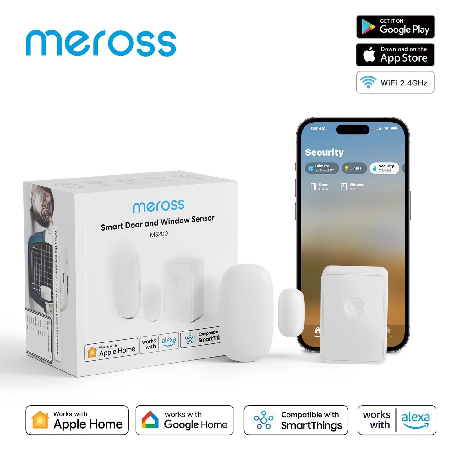 Homekit Wifi Smart Door Sensor Window Open Closed Detector Smart Home Security Protection Alarm Google Alexa Smartthings