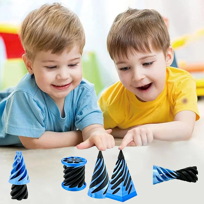 Kids 3D Printed Spiral Cone Fidgeting Toy Impossible Pyramid Passthrough Sculpture Antistress Anxiety Relieving Game Adults Toys