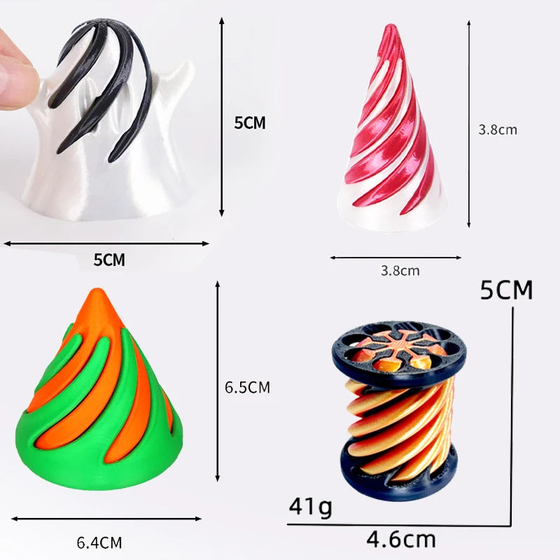Kids 3D Printed Spiral Cone Fidgeting Toy Impossible Pyramid Passthrough Sculpture Antistress Anxiety Relieving Game Adults Toys