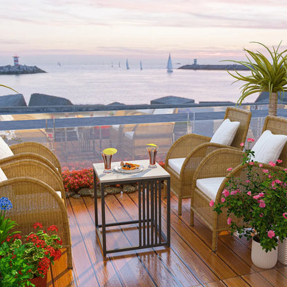 Luxury Sofa Side Coffee Table White Square Marble End Table for Living Room Bedroom Balcony