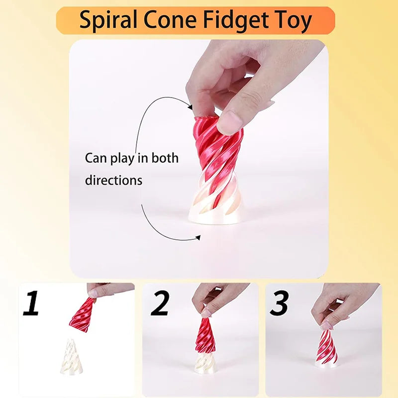 Kids 3D Printed Spiral Cone Fidgeting Toy Impossible Pyramid Passthrough Sculpture Antistress Anxiety Relieving Game Adults Toys
