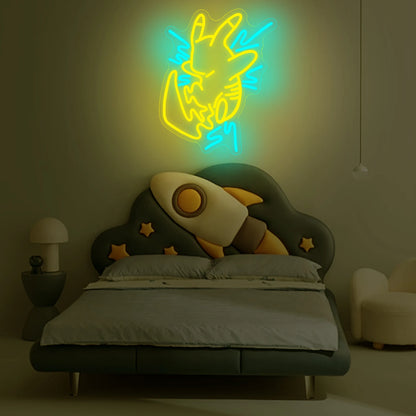 Pikachu Neon Sign for Gaming Room Cartoon Anime LED Neon Light Sign Perfect for Bedroom Home Birthday Party Bar Wall Decor Gifts
