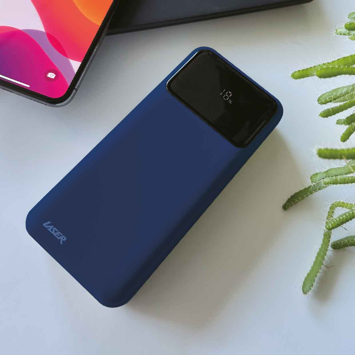 Laser 10000mAh Powerbank 18W PD with LED Navy
