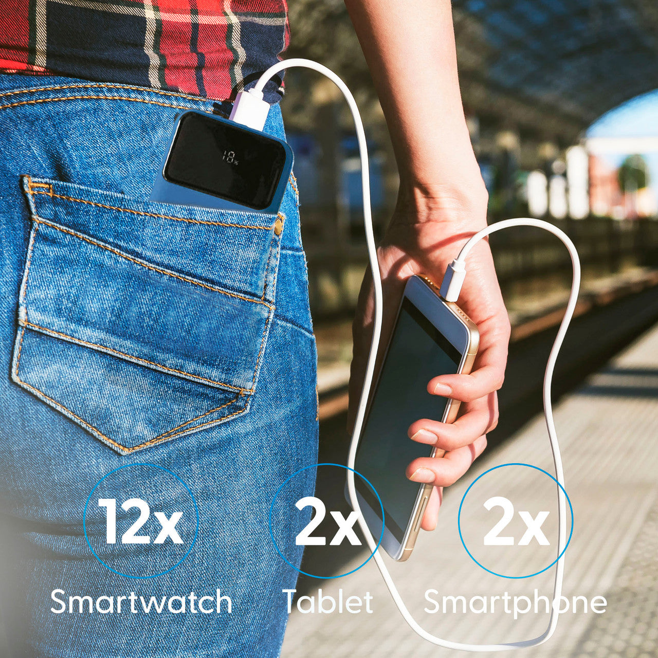 Laser 10000mAh Powerbank 18W PD with LED Navy