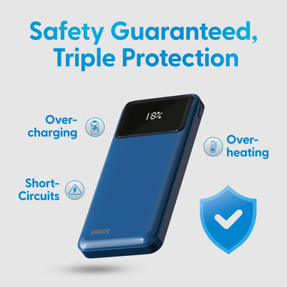 Laser 10000mAh Powerbank 18W PD with LED Navy