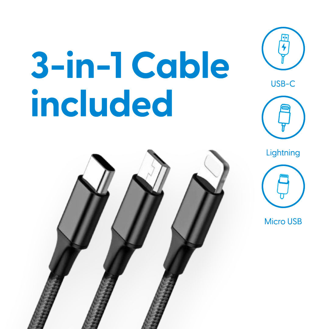 Laser 10000mAh Powerbank 18W PD with LED Navy