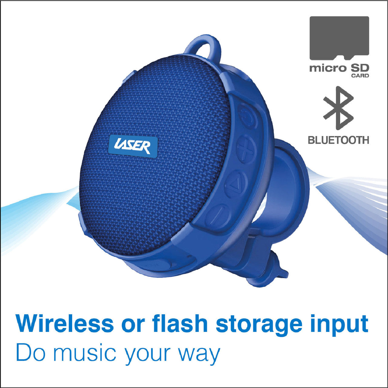 Laser Outdoor Bluetooth Speaker with Mount Blue
