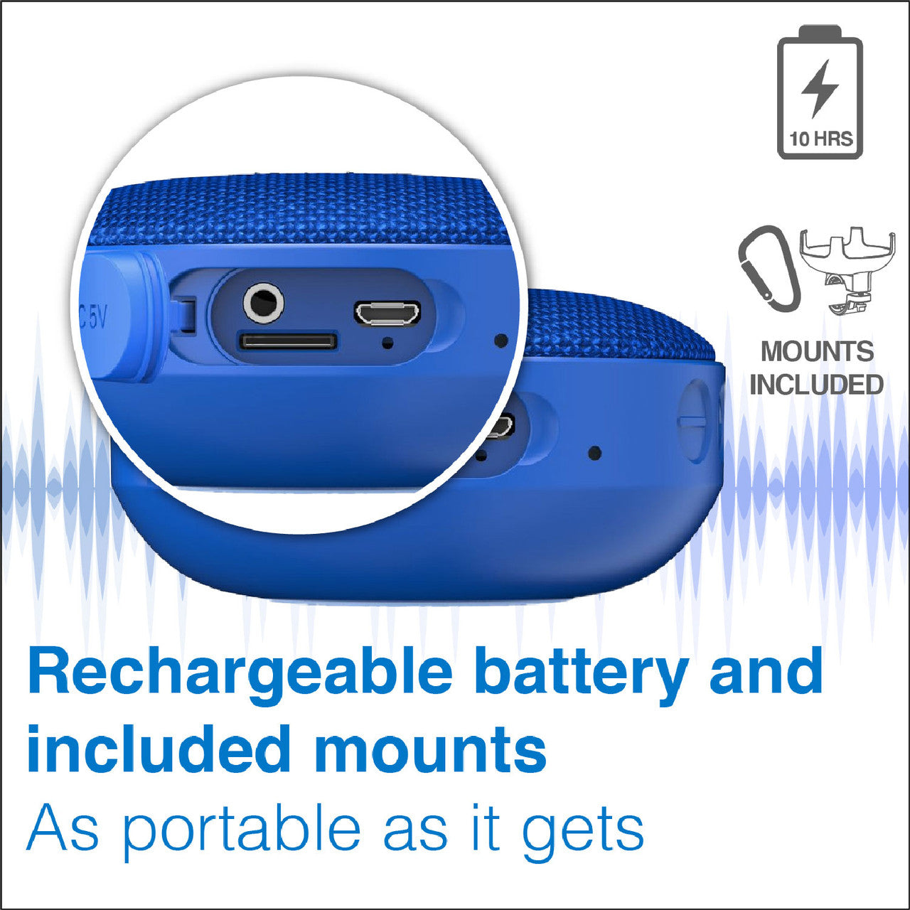 Laser Outdoor Bluetooth Speaker with Mount Blue