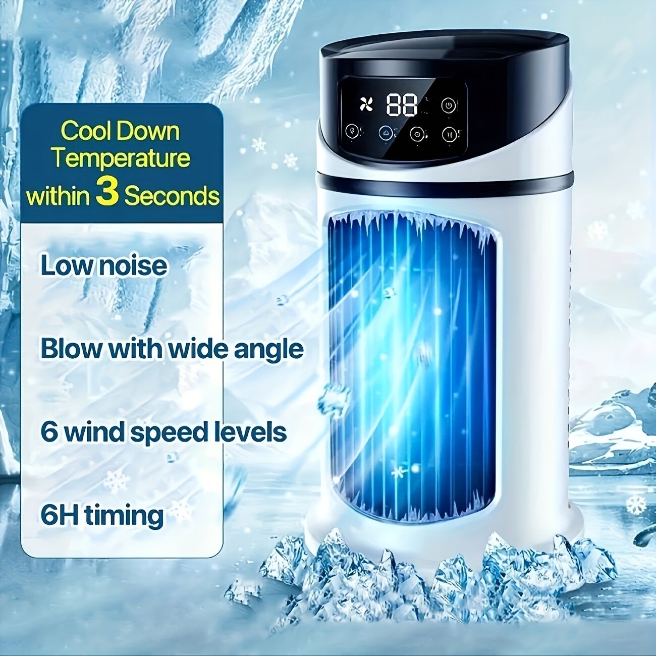 3-second cooling technology! 6-speed USB portable air conditioner humidifier - super silent 25 decibels, 6-hour timer for home / office / dormitory | instant cooling, holiday gift choice