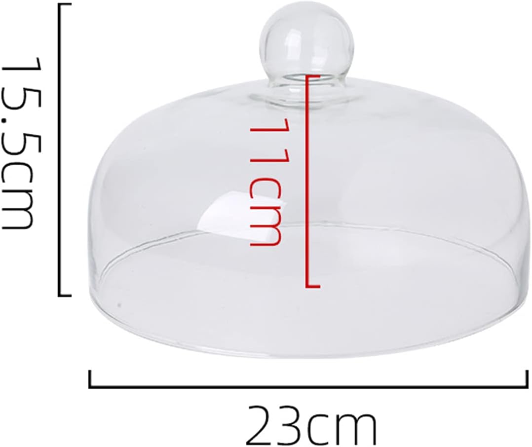 9 Inch Clear Glass Cake Dome, Home Kitchen Food Cover Pastry Display Stand Cheese Pudding Dome Cake Fresh Keeping Cover(Size:23cm)