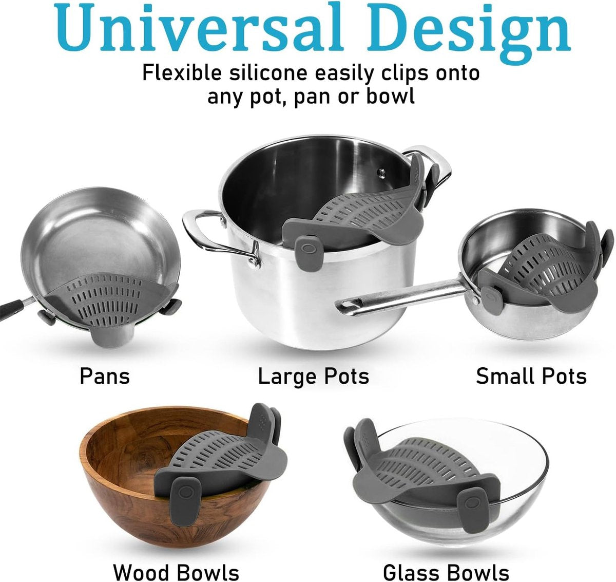 Water Filter - Cookware Filter - Pasta Drainer - Suitable for all cookware - Perfect for draining pasta, vegetables and fruit