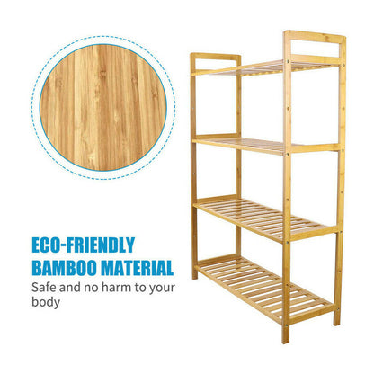 Bamboo 4 Tier Shelving Unit Kitchen Bedroom Bookshelf