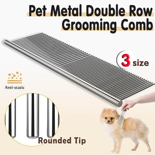 Stainless Steel Teeth Metal Comb Brush Pet Cat Dog Hair Grooming Trimmer Round - S:16*3CM