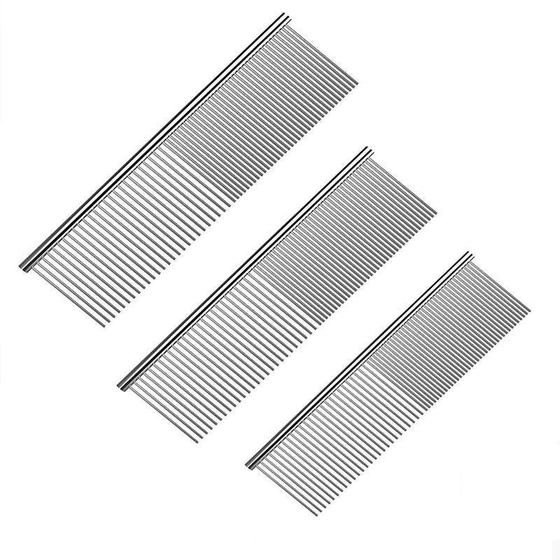 Stainless Steel Teeth Metal Comb Brush Pet Cat Dog Hair Grooming Trimmer Round - S:16*3CM