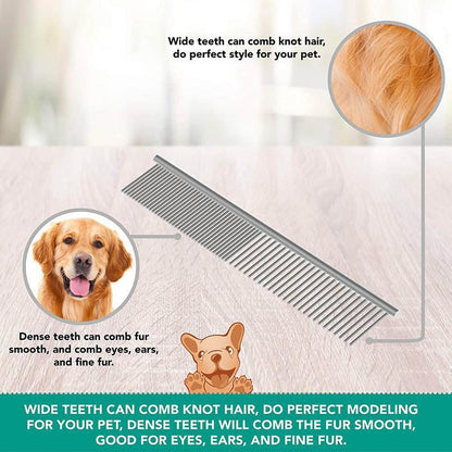 Stainless Steel Teeth Metal Comb Brush Pet Cat Dog Hair Grooming Trimmer Round - S:16*3CM