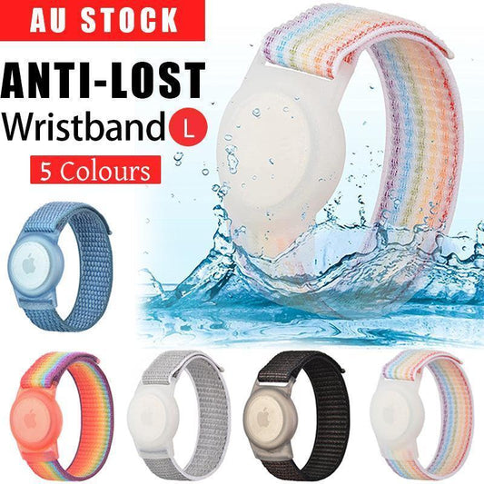 For Apple AirTag Case Protective Cover Wristband Nylon Air Tag Band Anti-lost L Size - Rainbow