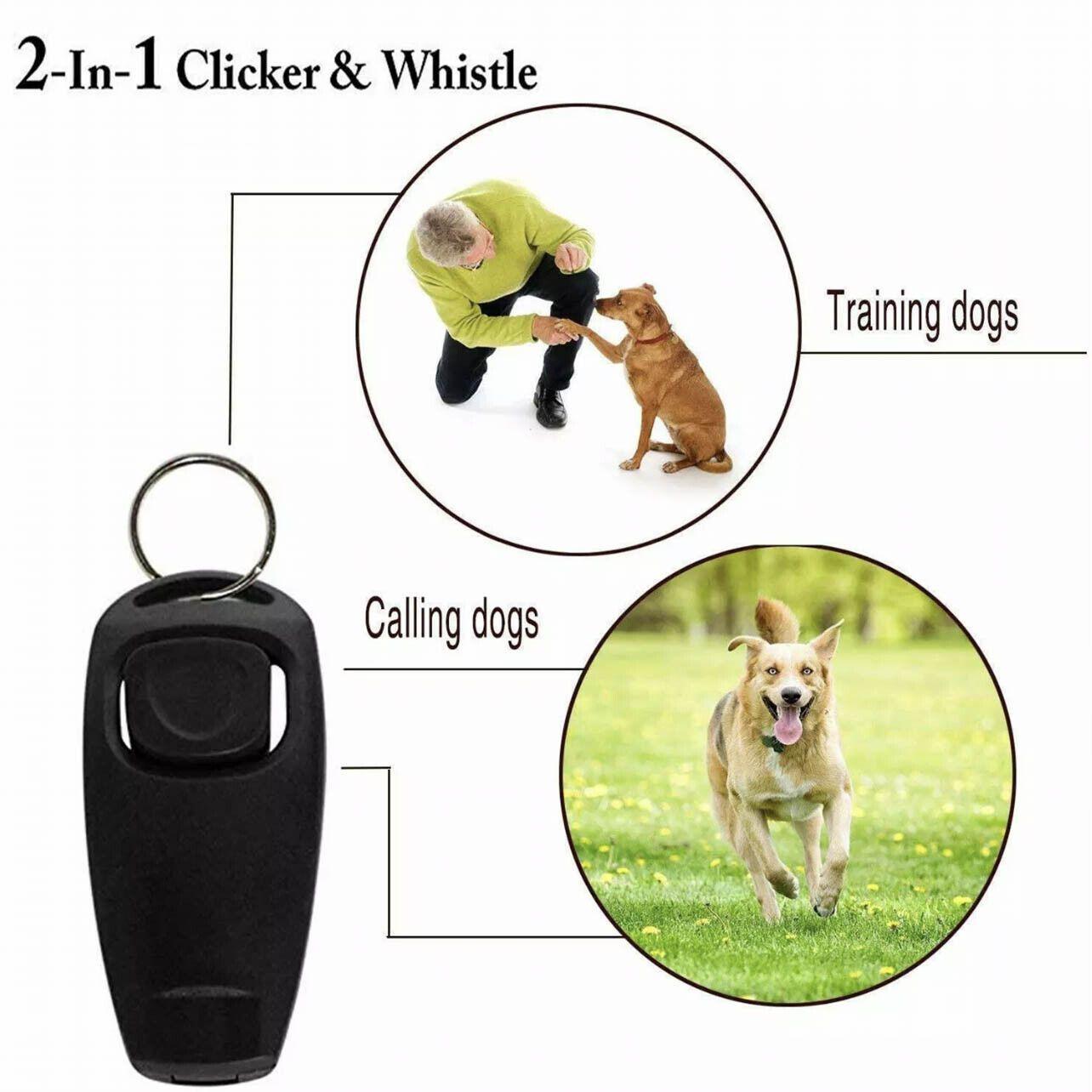 Dog Whistle and Clicker Set for Training Stop Barking Obedience Tool Combo - Blue