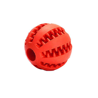 Dog Chew Toy Rubber Ball Treat Dispenser Dental Cleaning Training Play Ball - Red Spherical (Small)