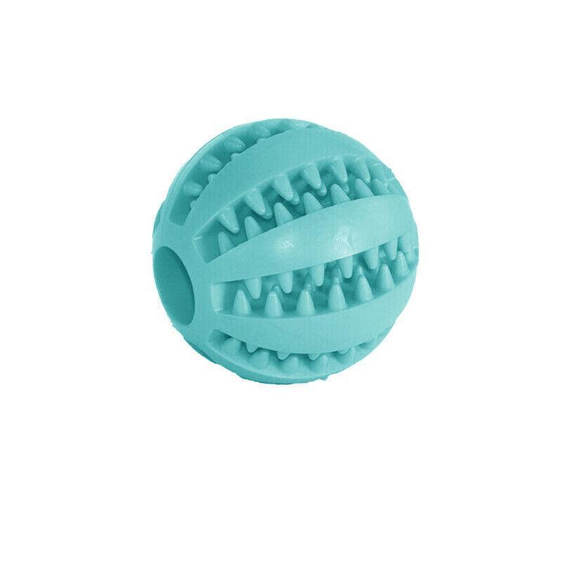 Dog Chew Toy Rubber Ball Treat Dispenser Dental Cleaning Training Play Ball - Light Blue Spherical (Small)