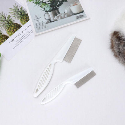1PC Small Fine Toothed Flea Flee Metal Nit Head Hair Lice Comb with Handle - White
