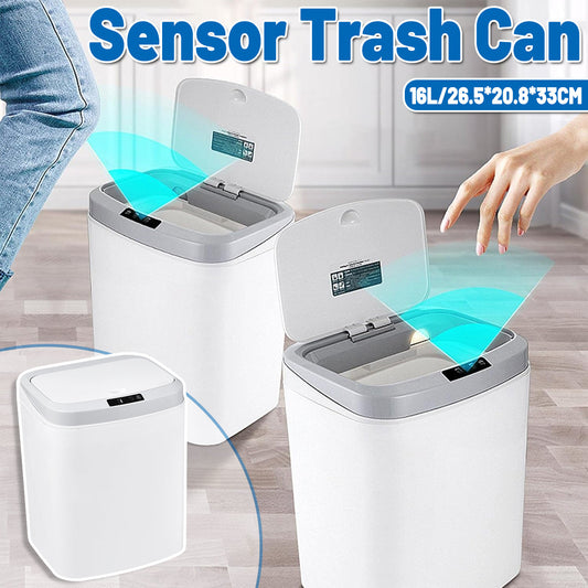 Sensor Trash Bin Touchless 16L White Automatic Motion Kitchen Rubbish Can