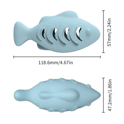 Interactive Cat Toys Fish Leaky Food Dispenser Fun Pet Play Chew Toy Durable - Green