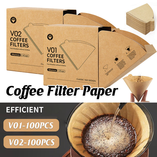 100PCS Coffee Filter Paper Drip Cone Funnel Handmade Filters for Coffee Machine - V01-100PCS