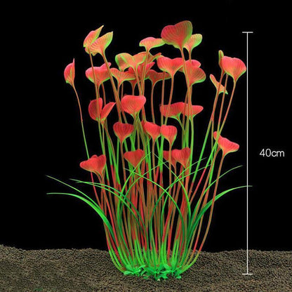 Aquarium 40cm Artificial Simulation Water Plants Fish Tank Plant Grass Decor - Red