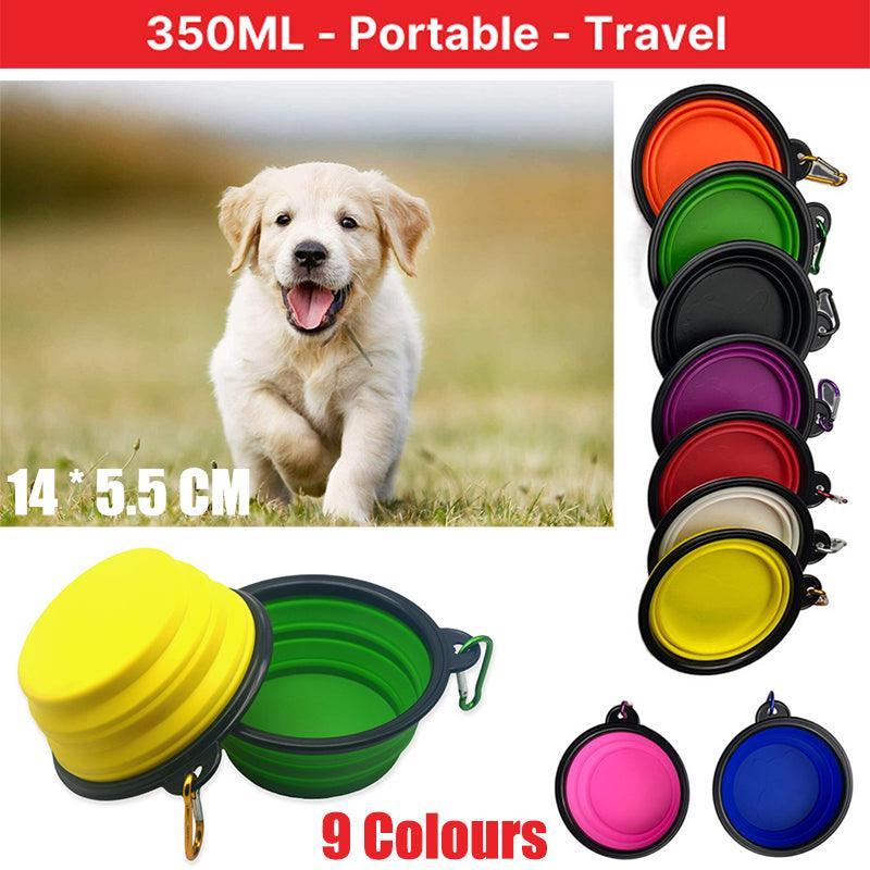 Collapsible Silicone Pet Bowl for Cat Dog Portable Food and Water Feeder - Black