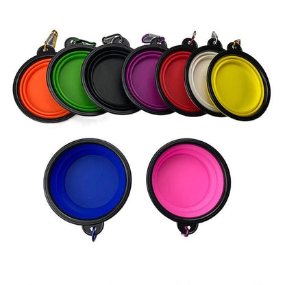Collapsible Silicone Pet Bowl for Cat Dog Portable Food and Water Feeder - Black