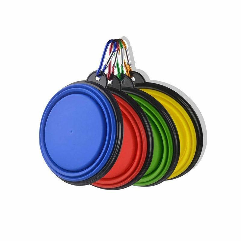 Collapsible Silicone Pet Bowl for Cat Dog Portable Food and Water Feeder - Black