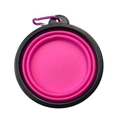 Collapsible Silicone Pet Bowl for Cat Dog Portable Food and Water Feeder - Black