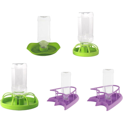 Reptile Water Bowl with Bottle for Lizard Gecko Snake Inverted Bottle Dispenser - Green Round L