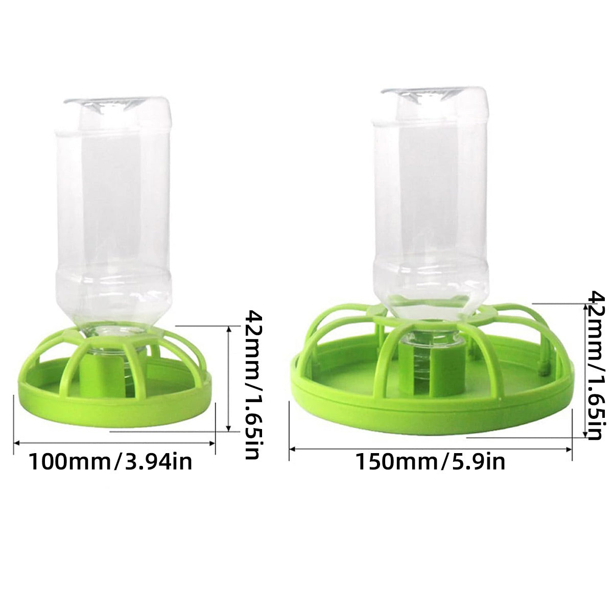 Reptile Water Bowl with Bottle for Lizard Gecko Snake Inverted Bottle Dispenser - Green Round L