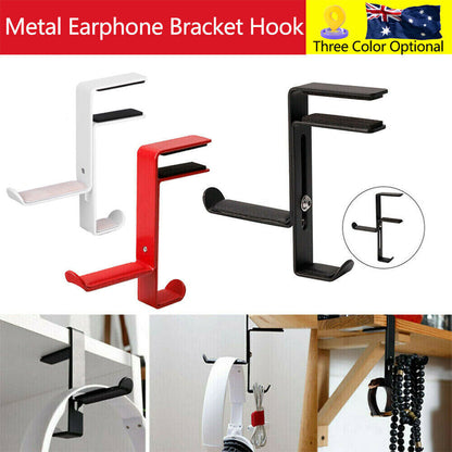 Metal Earphone Headset Desks Display Stand Hanger Holder Headphone Bracket Hook - Black