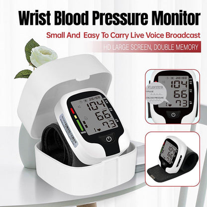Home Automatic Wrist Blood Pressure Monitor Electronic Sphygmomanometer Device