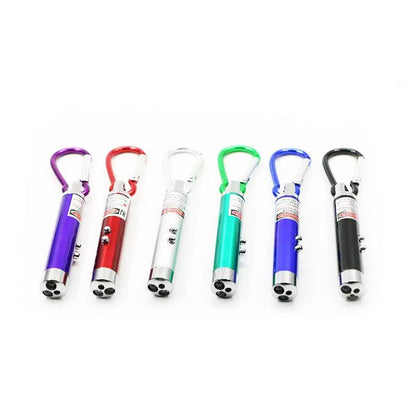 Interactive Cat Laser Pointer Toy with LED and UV Light for Pet Play Training - Silver