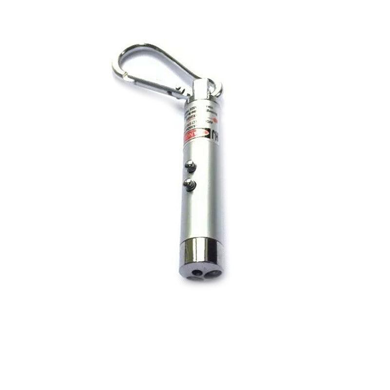 Interactive Cat Laser Pointer Toy with LED and UV Light for Pet Play Training - Silver